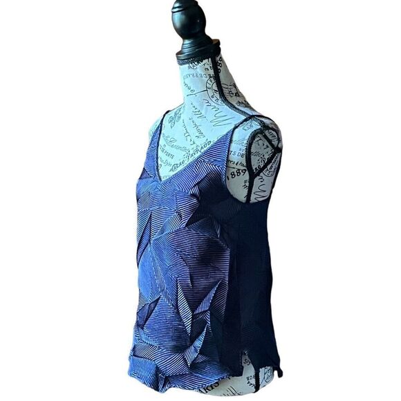 Anthropologie Floreat Crinkle Tank Top XS Navy Blue Spaghetti Strap Boho Classic - Picture 3 of 10